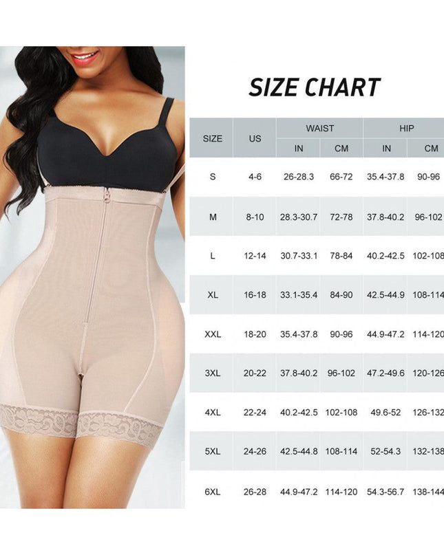 Body Modelator Nude High Waist cu Fese si Solduri Proeminente Cu Bureti Push up Bej