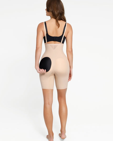 Body Modelator Push-Up Fese si Solduri Detasabil, Nude Cu Bretele si Bureti Accentuarea Formelor