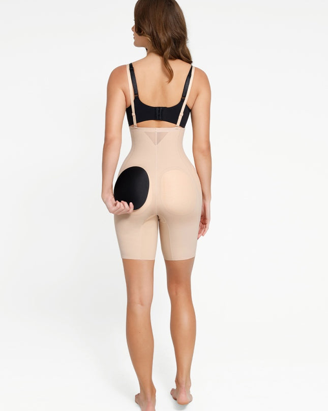 Body Modelator Push-Up Fese si Solduri Detasabil, Nude Cu Bretele si Bureti Accentuarea Formelor