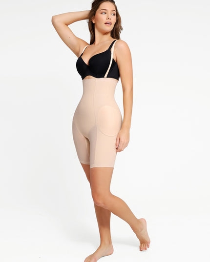 Body Modelator Push-Up Fese si Solduri Detasabil, Nude Cu Bretele si Bureti Accentuarea Formelor