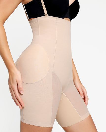 Body Modelator Push-Up Fese si Solduri Detasabil, Nude Cu Bretele si Bureti Accentuarea Formelor