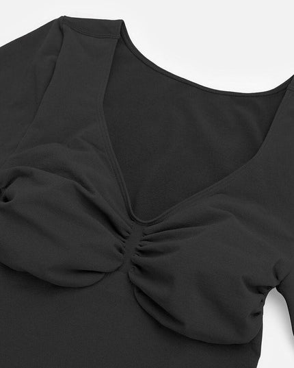 Body Modelator Seamless, Maneci Lungi "skin", Control Abdomen, Design Tanga, Susținere Bust Protecție Antibacteriană Invizibil Sub Haine Negru