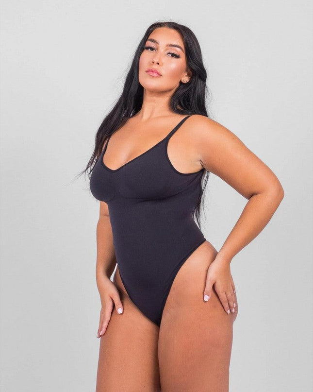 Body Modelator Tanga Fara Cusaturi Negru, Control Abdomen Si Talie, Spate Gol, Invizibil Sub Haine
