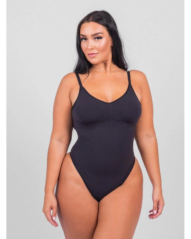 Body Modelator Tanga Fara Cusaturi Negru, Control Abdomen Si Talie, Spate Gol, Invizibil Sub Haine