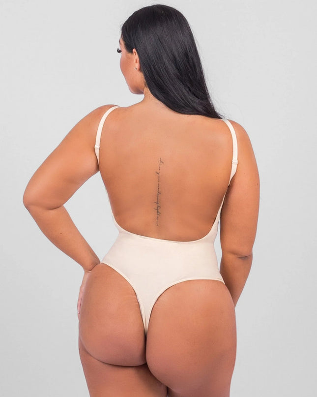 Body Modelator Tanga Fara Cusaturi Alb, Control Abdomen Si Talie, Spate Gol, Invizibil Sub Haine