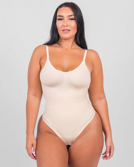 Body Modelator Tanga Fara Cusaturi Alb, Control Abdomen Si Talie, Spate Gol, Invizibil Sub Haine