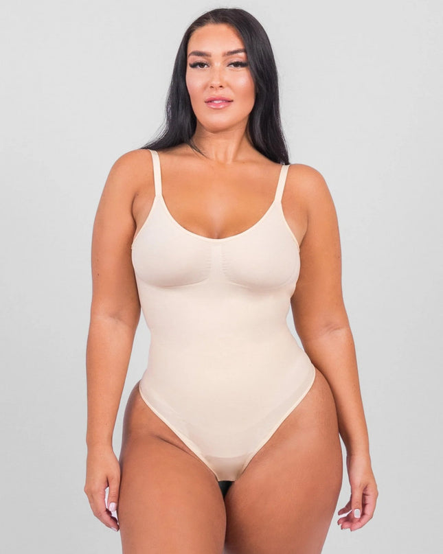 Body Modelator Tanga Fara Cusaturi Alb, Control Abdomen Si Talie, Spate Gol, Invizibil Sub Haine
