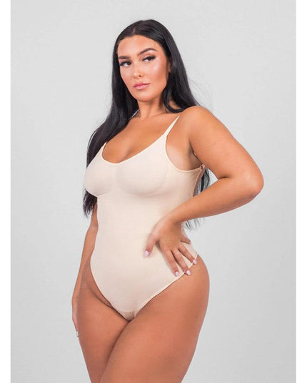 Body Modelator Tanga Fara Cusaturi Alb, Control Abdomen Si Talie, Spate Gol, Invizibil Sub Haine
