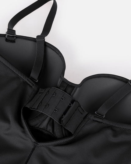 Body Tanga Modelator Dintr-o Singură Bucată, Tip Tanga cu Cupe Căptușite, Bretele Reglabile Detașabile, Talie Modelatoare, Negru