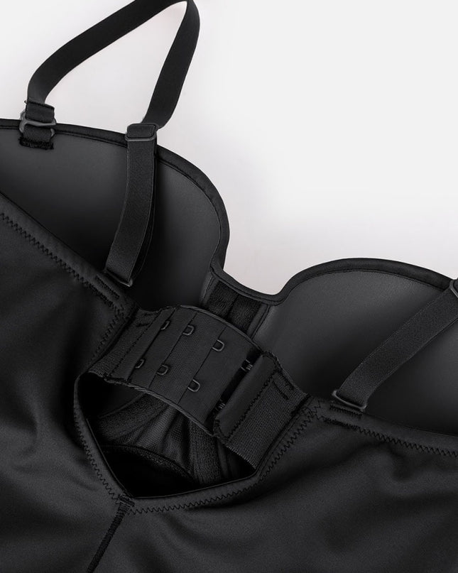 Body Tanga Modelator Dintr-o Singură Bucată, Tip Tanga cu Cupe Căptușite, Bretele Reglabile Detașabile, Talie Modelatoare, Negru