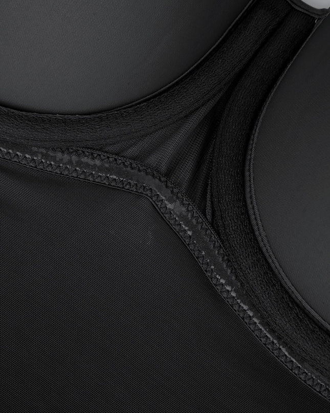 Body Tanga Modelator Dintr-o Singură Bucată, Tip Tanga cu Cupe Căptușite, Bretele Reglabile Detașabile, Talie Modelatoare, Negru