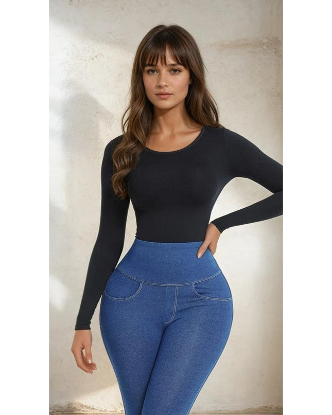 Body Modelator Cu Maneca Lunga Negru, Modelare Abdomen, Modelare Talie, Body Modelator Femei