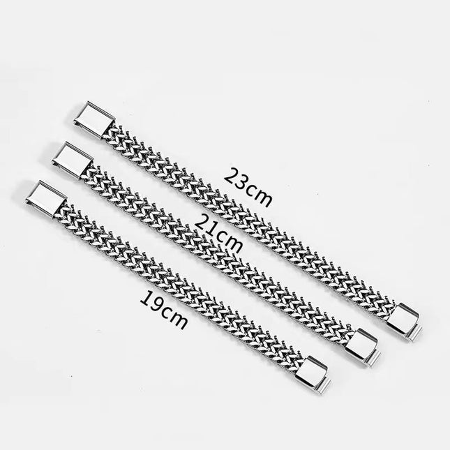 Bratara Barbati Inox Solida Model Cuban Argintiu