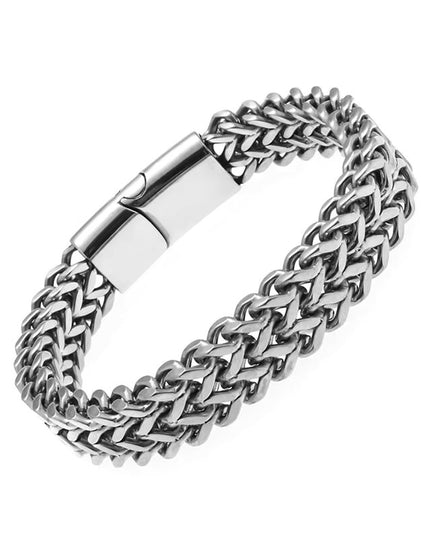 Bratara Barbati Inox Solida Model Cuban Argintiu