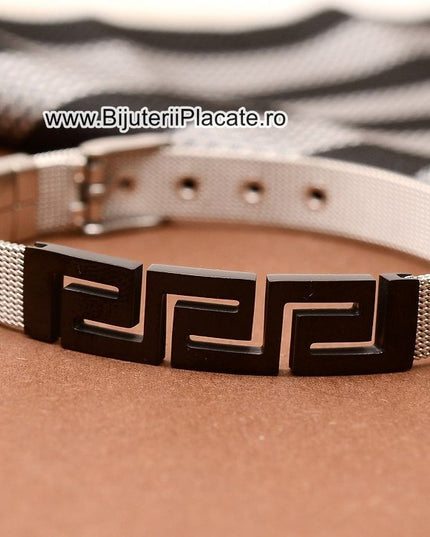 Bratara Din Inox Argintiu Cu Negru