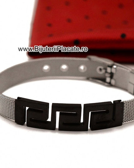 Bratara Din Inox Argintiu Cu Negru