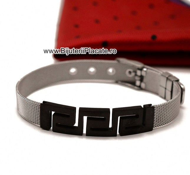 Bratara Din Inox Argintiu Cu Negru