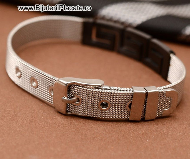 Bratara Din Inox Argintiu Cu Negru