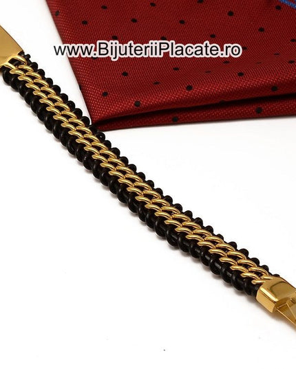 Bratara Din Inox Si Piele Solida Model Nou