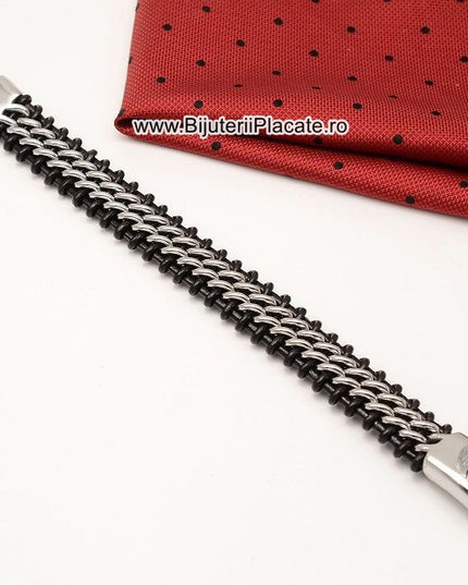Bratara Din Inox Si Piele Solida Model Nou