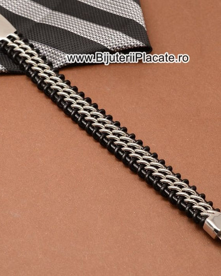 Bratara Din Inox Si Piele Solida Model Nou