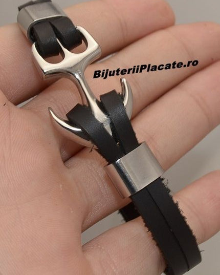 Bratara Din Piele Si Inox