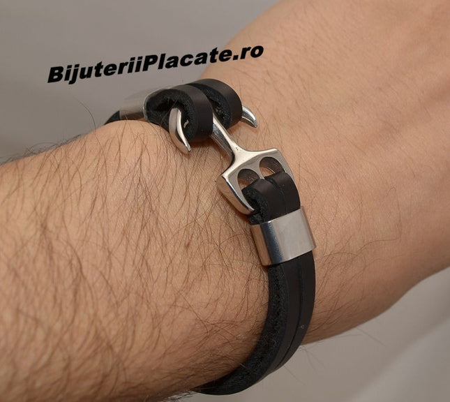 Bratara Din Piele Si Inox