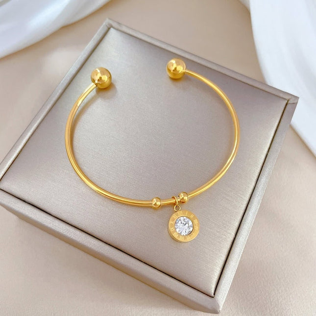 Bratara Fashion Pentru Femei, Placata Aur, Cu Charm Stralucitor