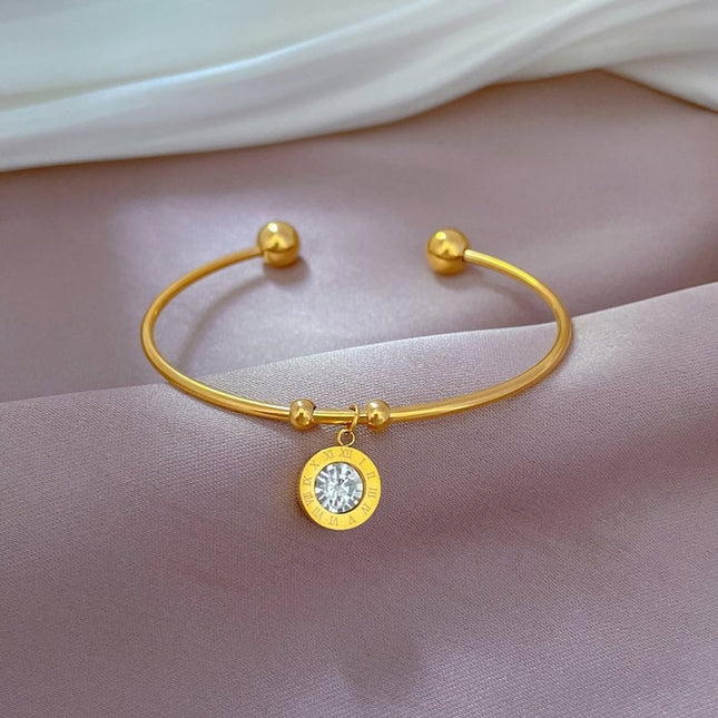 Bratara Fashion Pentru Femei, Placata Aur, Cu Charm Stralucitor