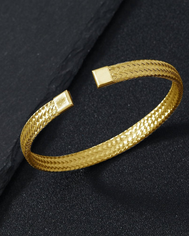 Bratara Impletita Din Otel Inoxidabil Placata Aur 18k – Stil Elegant