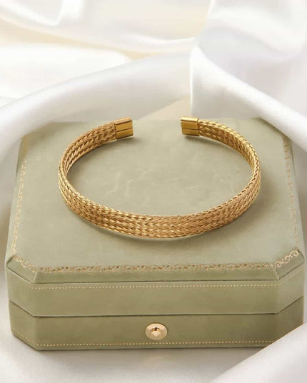Bratara Impletita Din Otel Inoxidabil Placata Aur 18k – Stil Elegant