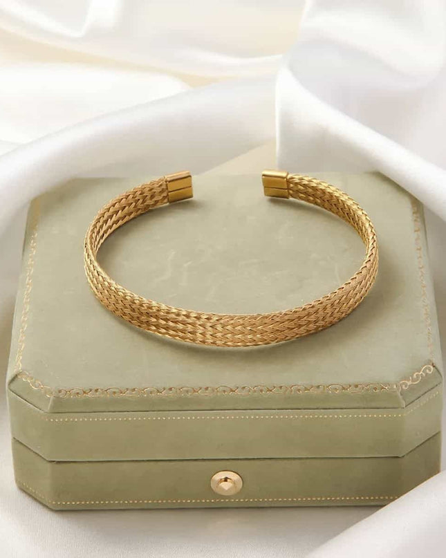 Bratara Impletita Din Otel Inoxidabil Placata Aur 18k – Stil Elegant