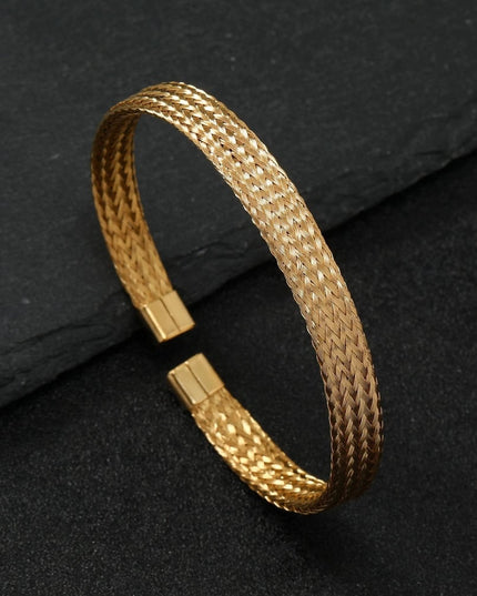 Bratara Impletita Din Otel Inoxidabil Placata Aur 18k – Stil Elegant