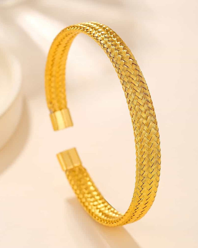 Bratara Impletita Din Otel Inoxidabil Placata Aur 18k – Stil Elegant