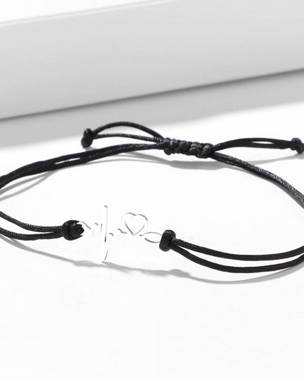Bratara Inox Argintiu Snur Negru