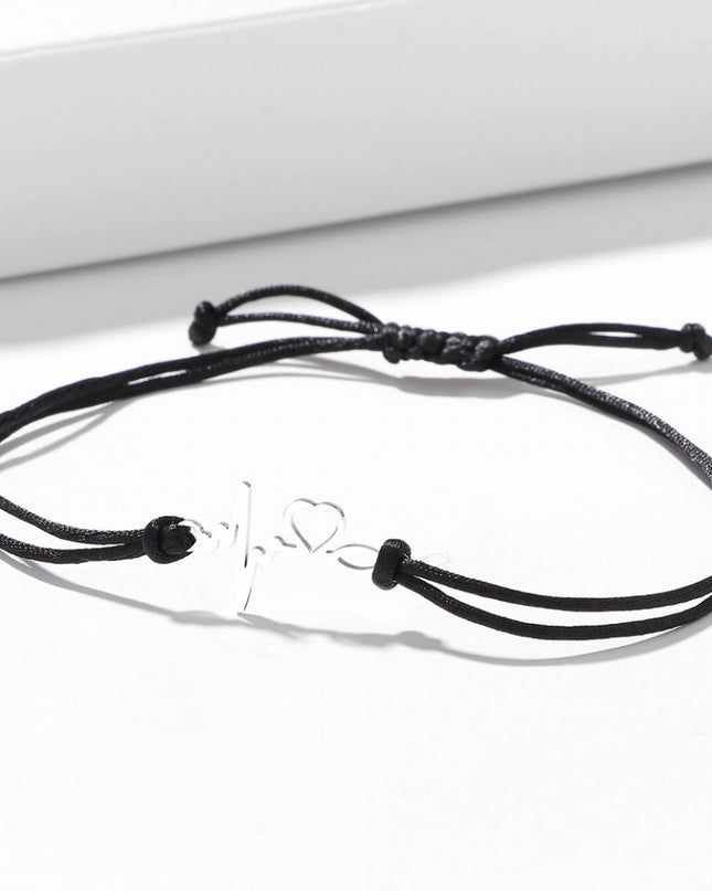 Bratara Inox Argintiu Snur Negru
