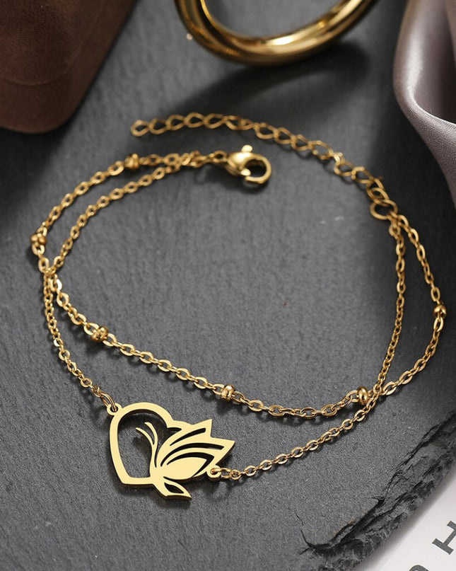 Bratara Inox Auriu Model Heart Butterfly