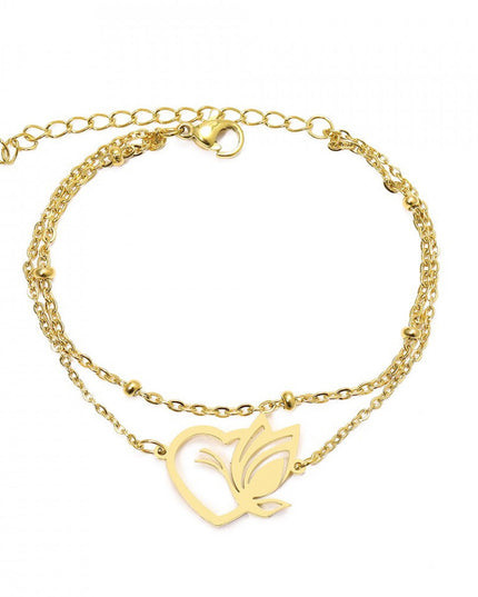 Bratara Inox Auriu Model Heart Butterfly
