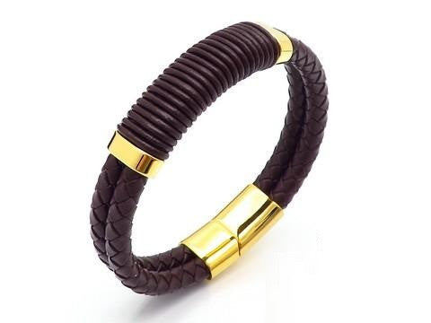 Bratara Inox Si Piele -nautic- Maro