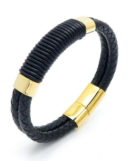 Bratara Inox Si Piele -nautic- Negru