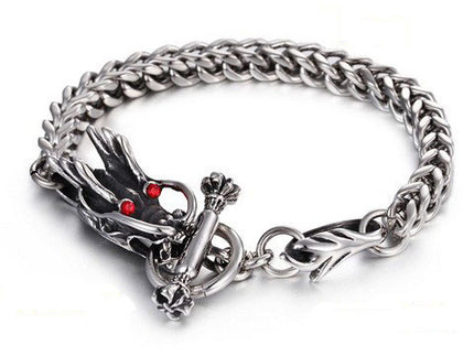 Bratara Inox Solida Cu Ochii Rosi Dragon