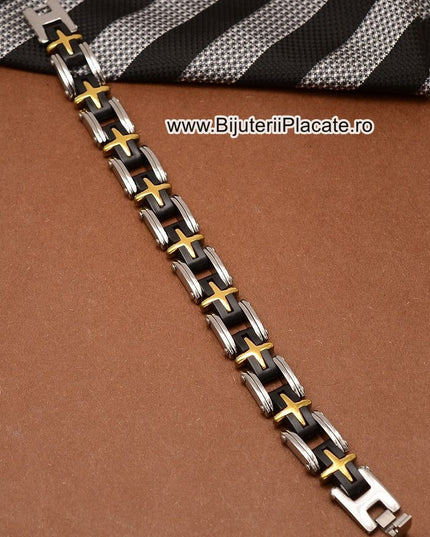 Bratara Inox Ton Negru Auriu