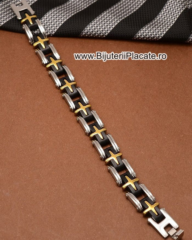 Bratara Inox Ton Negru Auriu