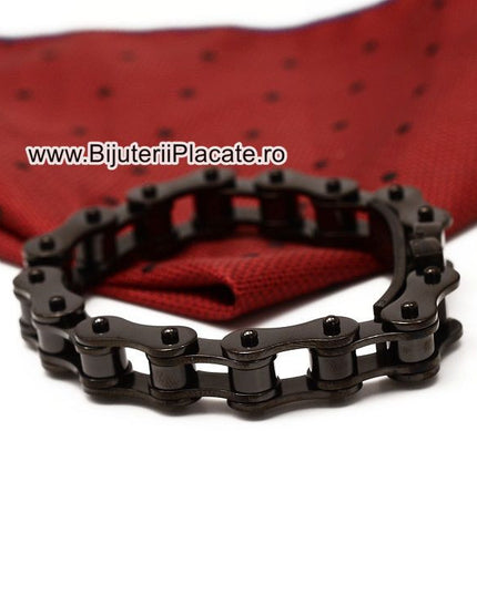 Bratara Model Lant Bicicleta Neagra