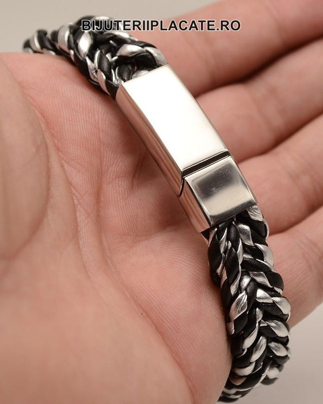 Bratara Piele Si Inox