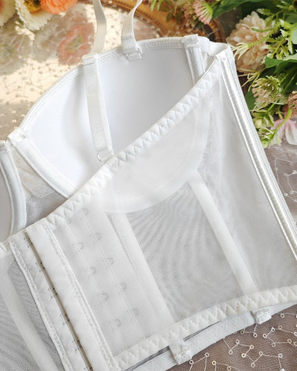 Bustiera Corset Alba cu Paiete Argintii - Eleganță și Rafinament pentru Ocazii Speciale, Stil Sexy