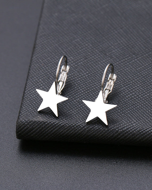 Cercei Din Inox Argintiu Cu Tortita Star