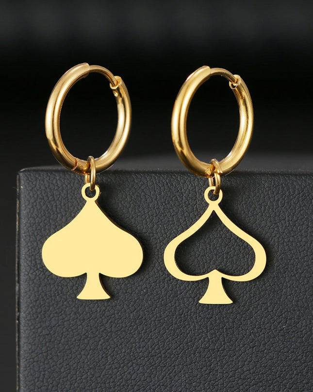 Cercei Din Inox Auriu Cu Tortita Poker Hearts