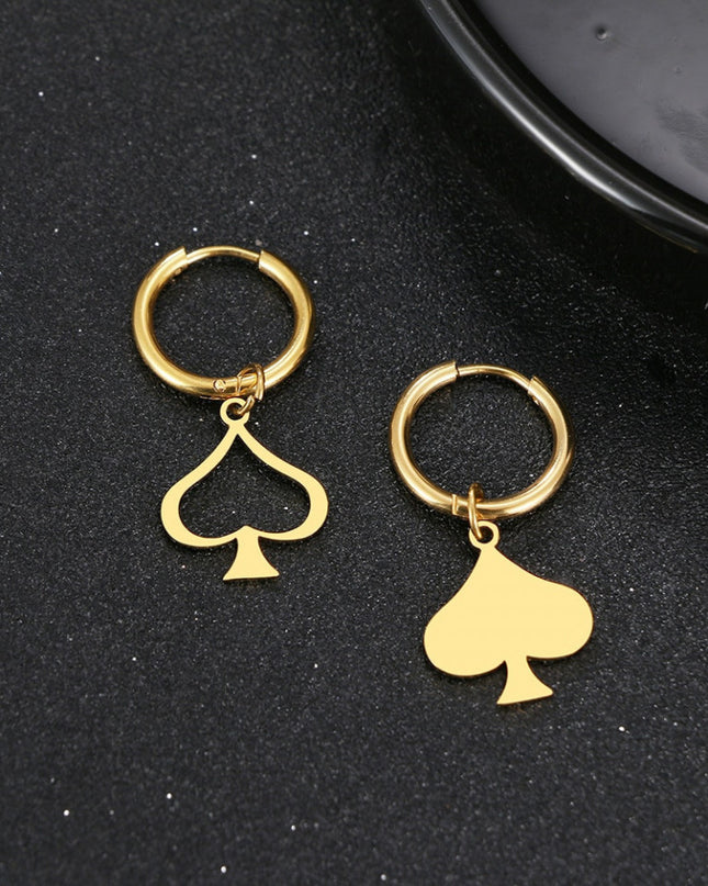 Cercei Din Inox Auriu Cu Tortita Poker Hearts