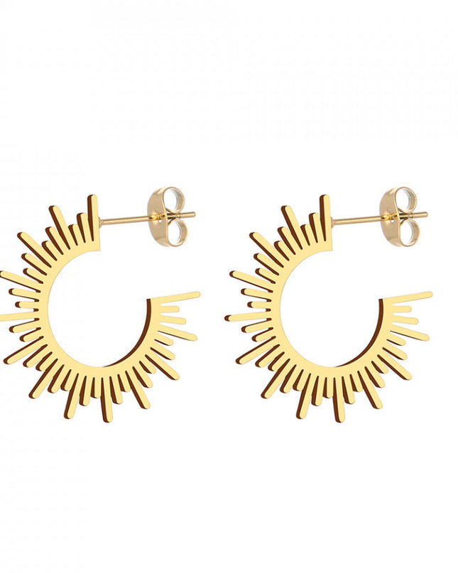 Cercei Din Inox Auriu Half Circle Spiked